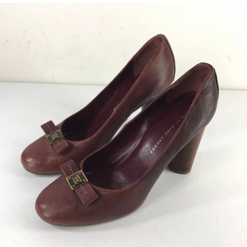 MARC BY MARC JACOBS block heel leather pumps